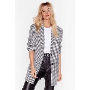 NASTY GAL Dog Days Oversized Black & White Houndstooth Blazer Size 14